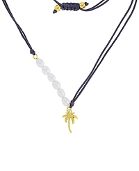 Roxy Waterproof Yellow Palm Tree Pearl Adjustable Necklace