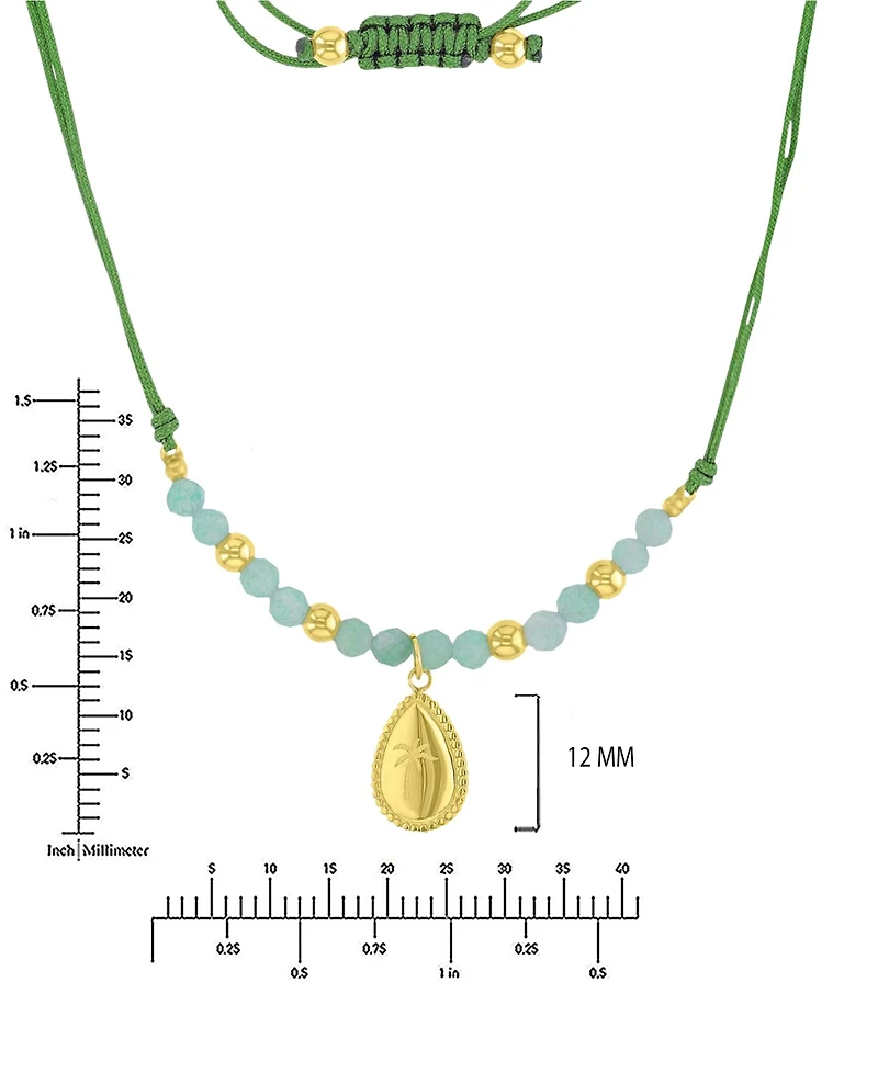 Roxy Waterproof Yellow Palm Tree Green Aventurine Adjustable Necklace