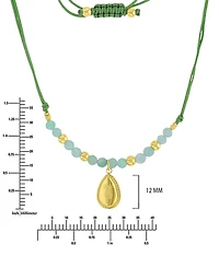 Roxy Waterproof Yellow Pineapple Pattern Green Aventurine Adjustable Necklace