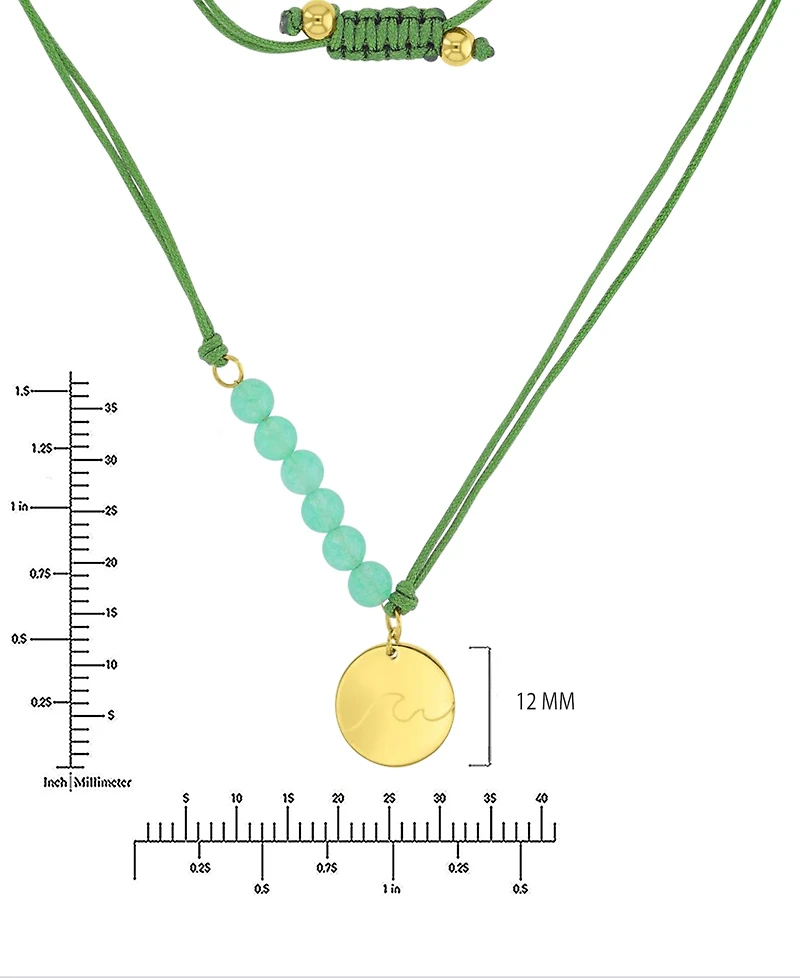 Roxy Waterproof Yellow Wave Green Aventurine Adjustable Necklace