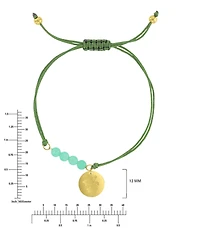 Roxy Waterproof Yellow Hibiscus Disc Green Aventrine Adjustable Bracelet
