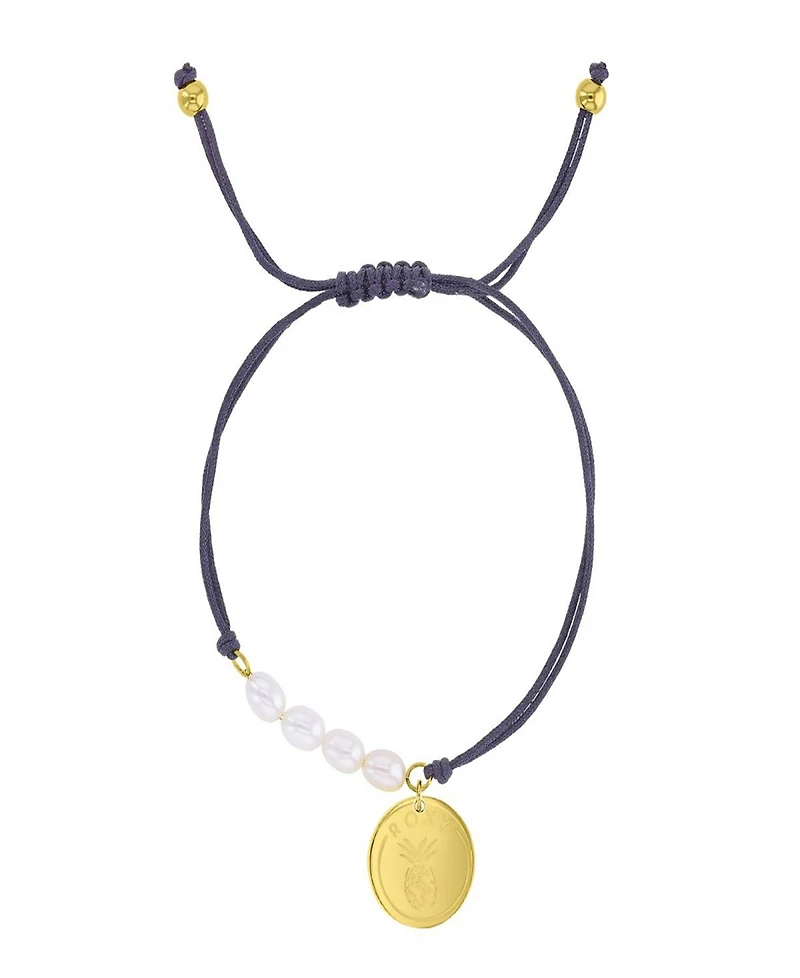 Roxy Waterproof Yellow Heart Pineapple Rd Charm Pearl Adjustable Bracelet