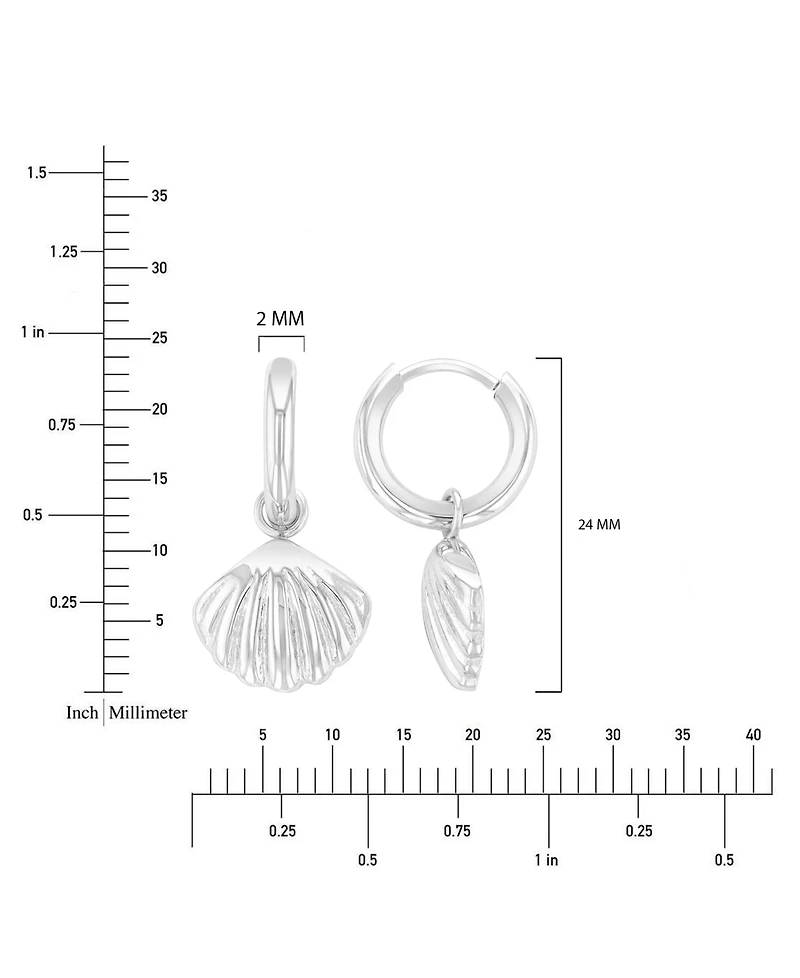 Roxy Waterproof Platinum 24mm Seashell Huggie Earrings