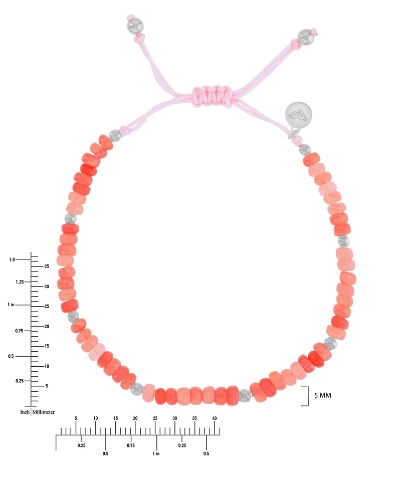 Roxy Waterproof Platinum Watermelon Stone Adjustable Bracelet