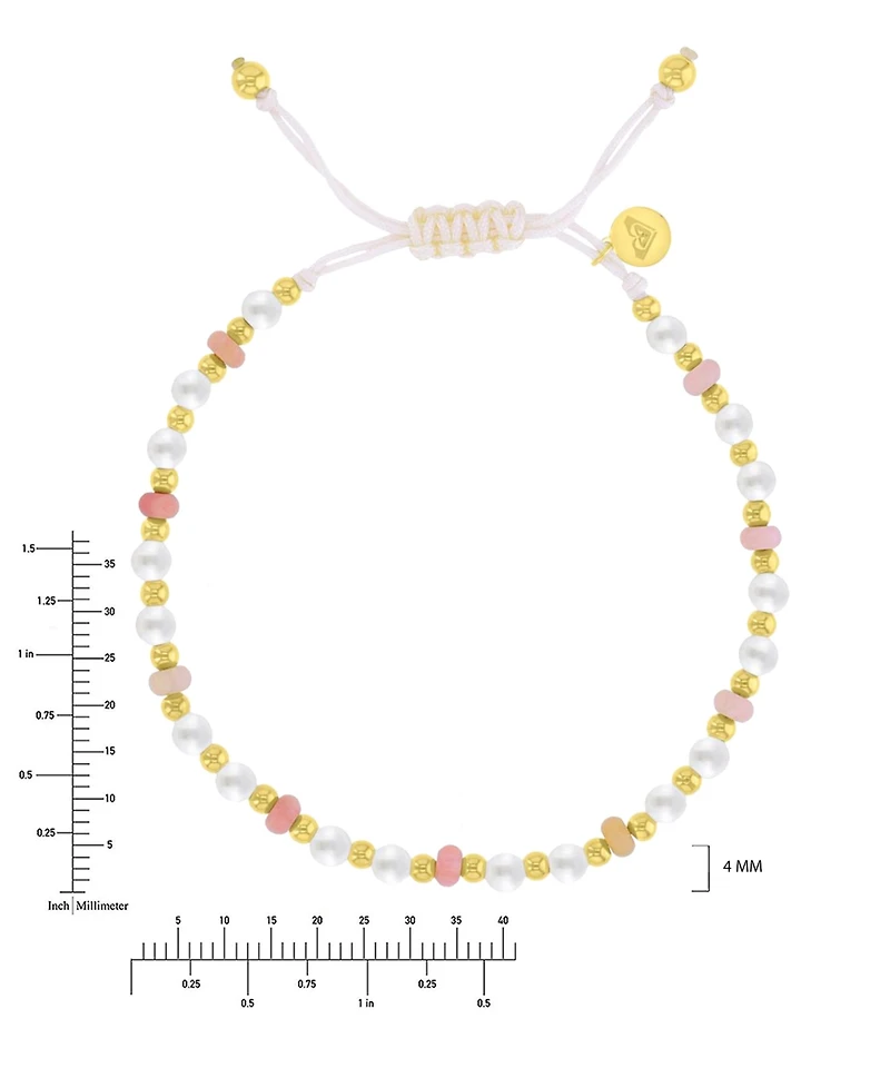 Roxy Waterproof Yellow Rhodonite Pearl Adjustable Bracelet