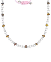 Roxy Waterproof Platinum Tiger Eye Pearl Adjustable Necklace