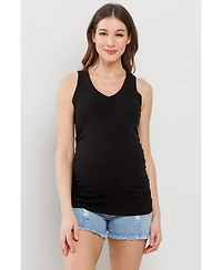 Hello Miz Maternity Side Ruched Ribbed Tank Top