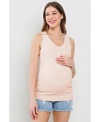 Hello Miz Maternity Side Ruched Ribbed Tank Top