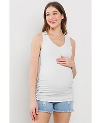 Hello Miz Maternity Side Ruched Ribbed Tank Top