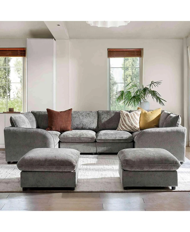 Hulala Home Terencio 128.5" Modern Storage Modular Sectional Sofa with Hassle-free Assembly