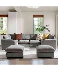 Hulala Home Terencio 128.5" Modern Storage Modular Sectional Sofa with Hassle-free Assembly