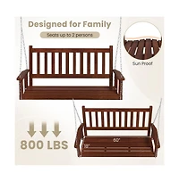 3-Person Wooden Outdoor Porch Swing with 800 lbs Weight Capacity