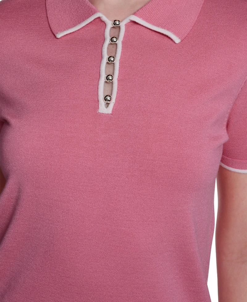 Tommy Hilfiger Women's Collared Tipped Polo Sweater