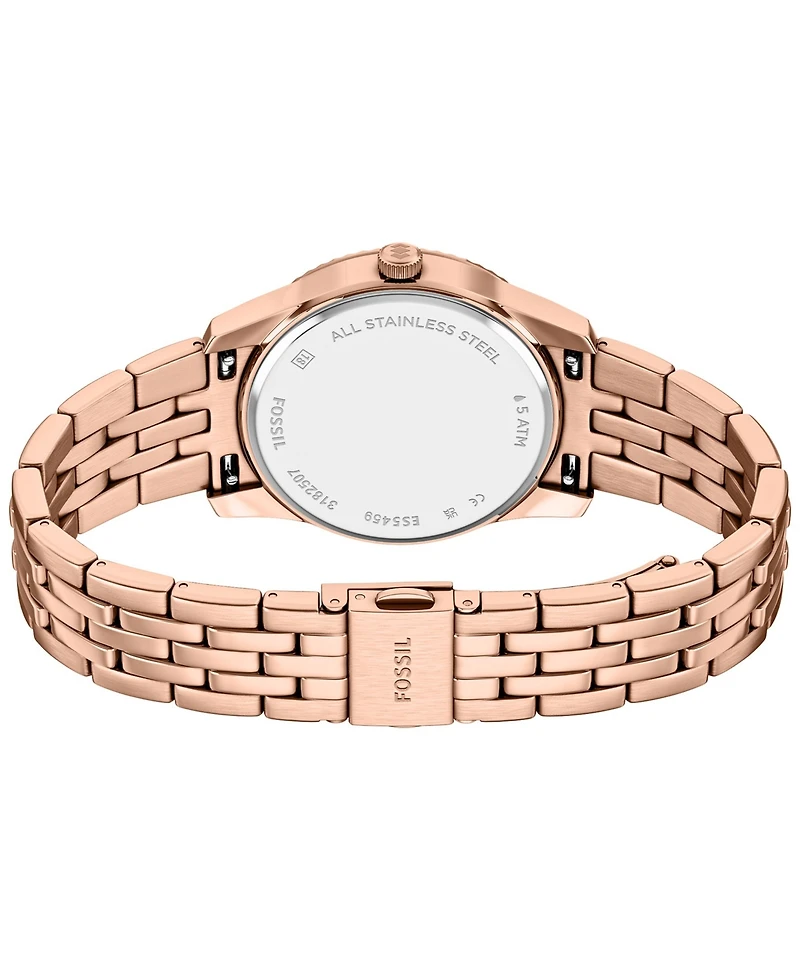Fossil Women's Scarlette Three-Hand Day-Date Rose Gold-Tone Stainless Steel Watch, 34mm