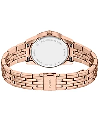 Fossil Women's Scarlette Three-Hand Day-Date Rose Gold-Tone Stainless Steel Watch, 34mm