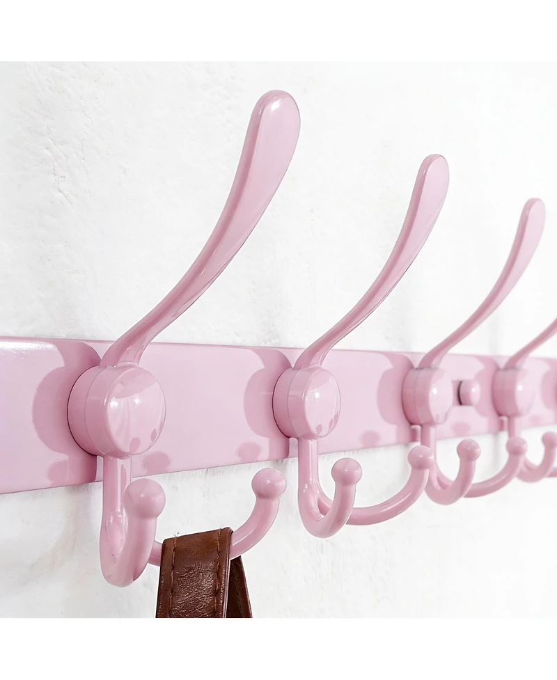 Yigii Stainless Steel 38" Long 10-Tri-Heavy Duty Coat Rack Pink