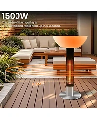 Cowsar 1500W Outdoor Patio Heater, Rapid Heating in 5s with Led Lights and Remote Control, IP55 Waterproof and Overheat Protection