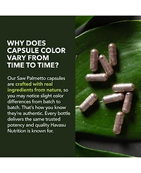 Saw Palmetto Capsules, Prostate Supplement for Men, Reduce Balding & Hair Thinning, Dht Blocker, Havasu Nutrition, 100ct