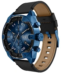 Diesel Men's Spiked Quartz Chronograph Black Leather Watch, 49mm