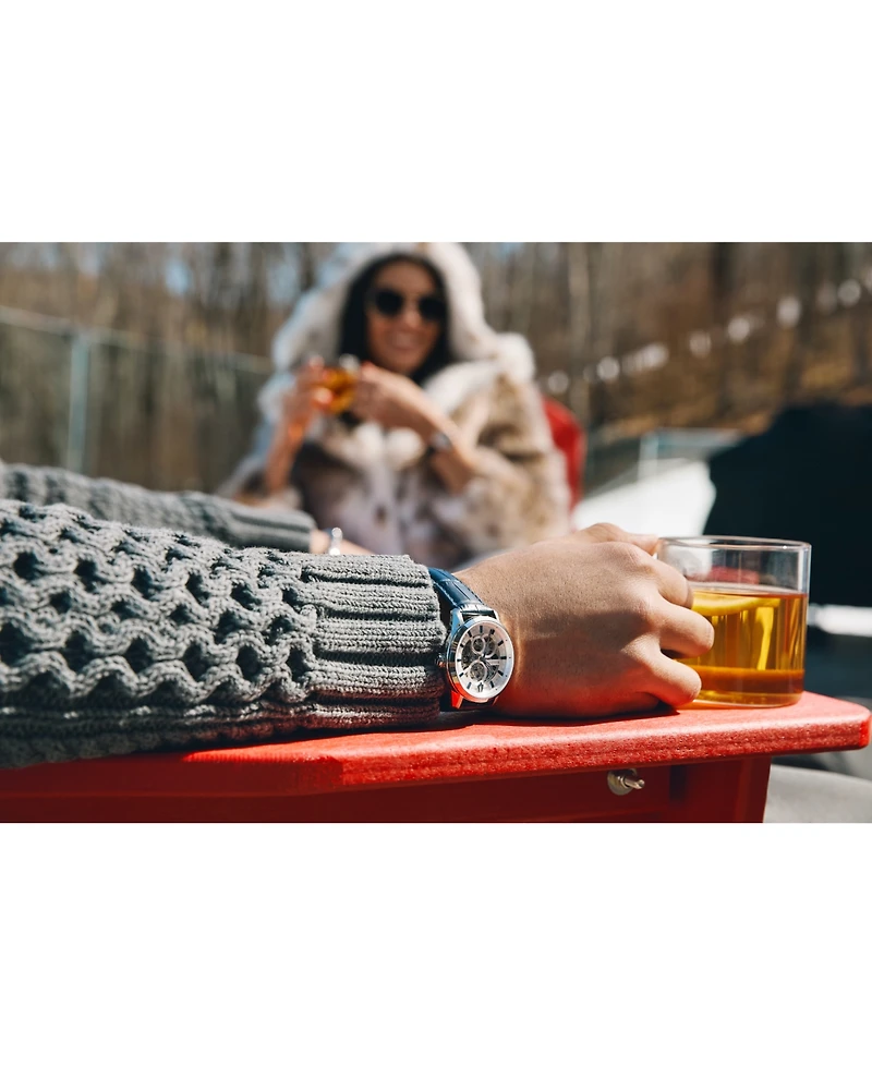 Bulova Men's Classic Sutton Automatic Blue Leather Strap Watch 40mm