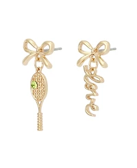 Betsey Johnson Faux Stone Tennis Racquet Love Mismatch Earrings