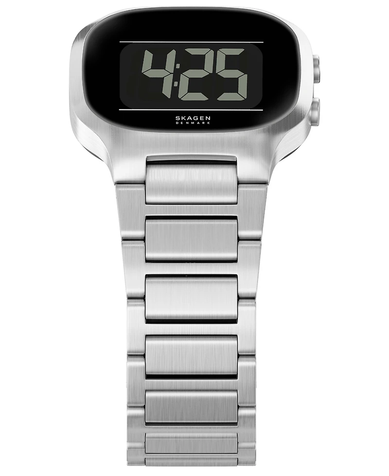 Skagen Men's Mellem Digital Lcd Silver Stainless Steel Watch, 38mm