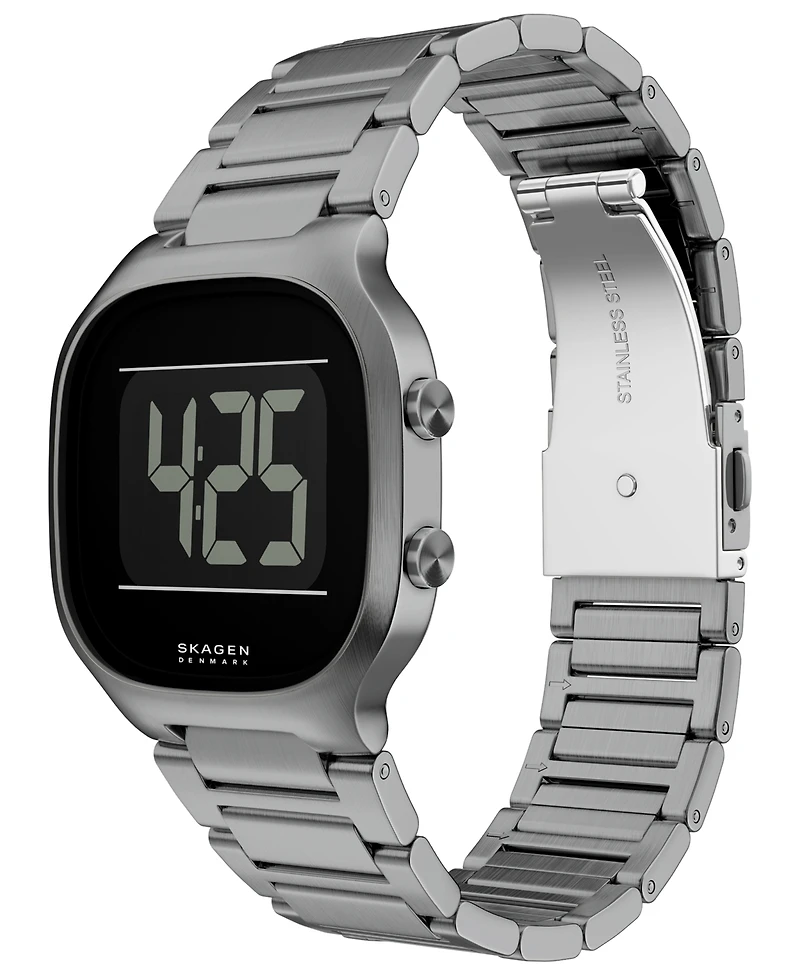 Skagen Men's Mellem Digital Lcd Gunmetal Stainless Steel Watch, 38mm