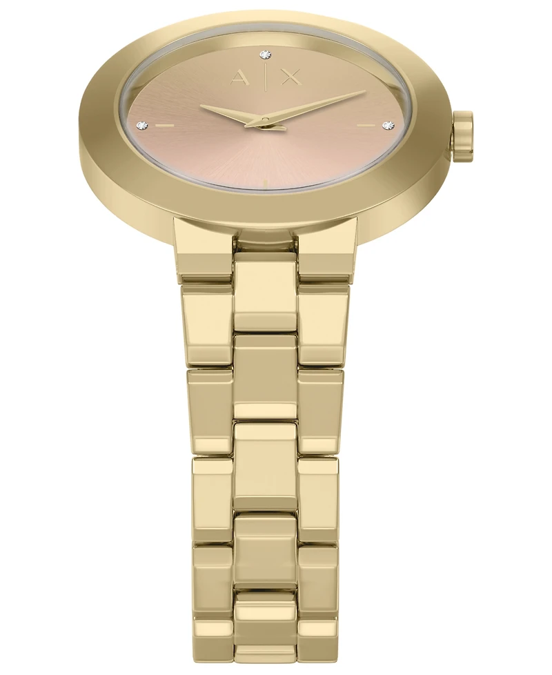 Armani Exchange Women's Quartz Two-Hand Gold Stainless Steel Watch, 36mm