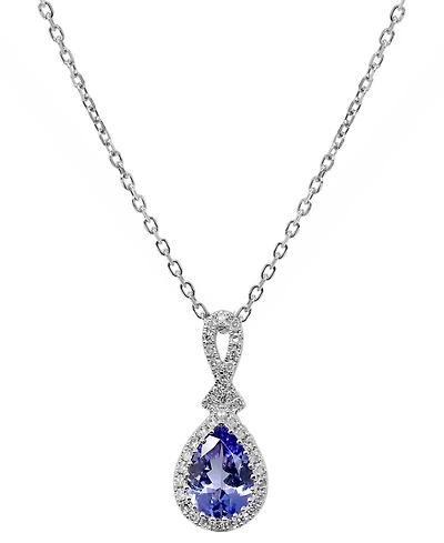 Macy's Tanzanite (5/8 ct. t.w.) & Diamond (1/10 ct. t.w.) Pendant Necklace in Sterling Silver