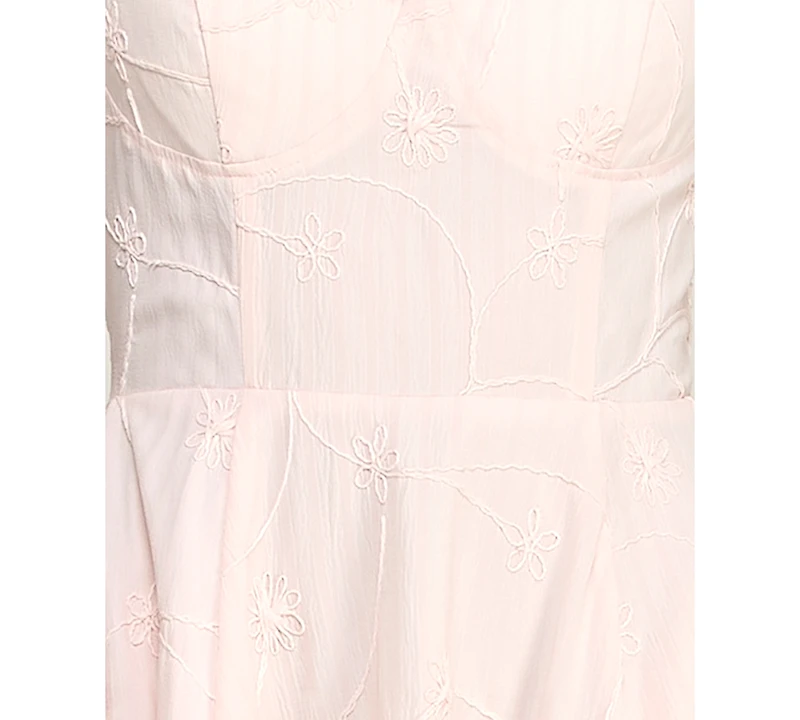 Alex & Sophia Juniors' Sweetheart Embroidered Fit Flare Midi Dress