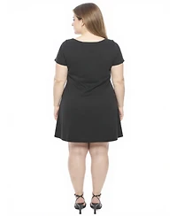 24seven Comfort Apparel Plus Solid Round Neck Shift Dress