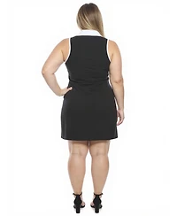 24seven Comfort Apparel Plus Sleeveless Collared A-Line Dress