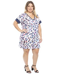 24seven Comfort Apparel Plus Abstract T-Shirt Dress