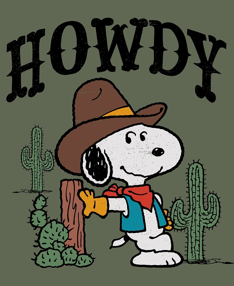 Hybrid Apparel Men's Snoopy Howdy Partner Crewneck T-Shirt