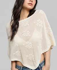 And Now This Women's Pointelle Cropped Sweater Poncho, Macy's Exclusive