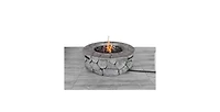 Flynama 28 Inch W 9 Inch H Fiber Reinforced Concrete Outdoor Fire Pit Stone Gray 40000 Btu Push Button Ignition
