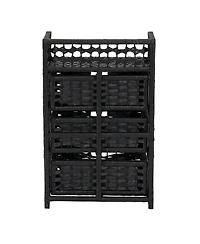 Household Essentials Woven 3 Drawer Chest with Cutout Handles, Paper Rope Stained