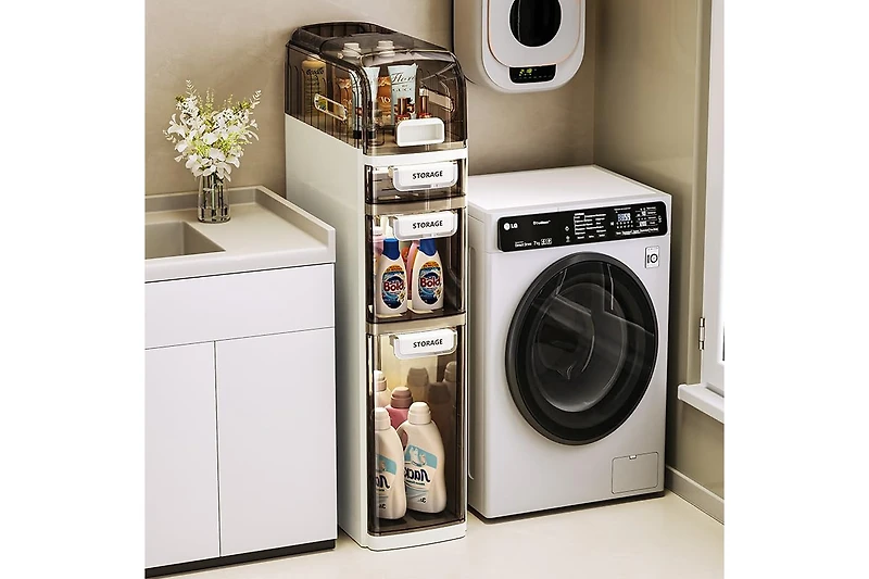 Homfan 4 Tier 30.7" h Bathroom Storage Cabinet, Slim Floor Cabinet for Living Room Bedroom