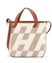 Pre-Owned HERMES Cabas H en Biais Tote Canvas with Leather
