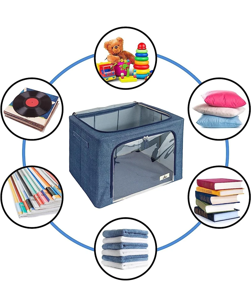 Sorbus Pack Foldable Storage Box - Metal Frame, Oxford Fabric, Large Window & Handles Organization for Bedroom
