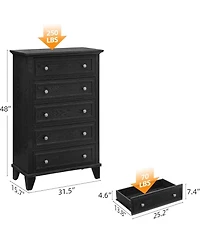 gaomon Dresser for Bedroom, 48" Tall 5-Drawer Chest of Drawers, Vintage Wooden Storage Closet, Living Room, or Hallway