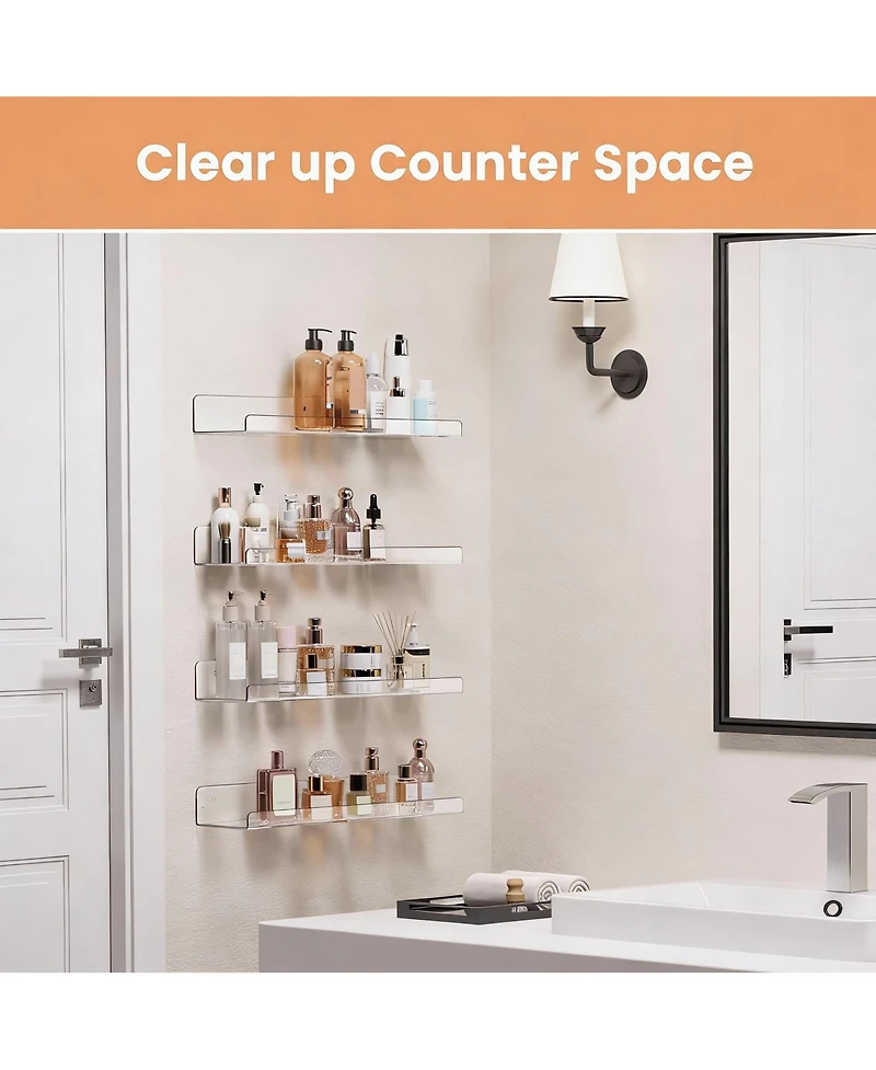 Yigii 4 Pack Acrylic Wall Shelves