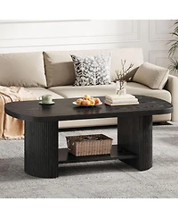 Tribesigns Oval Coffee Table, 45.27" Mid-Century Accent Table