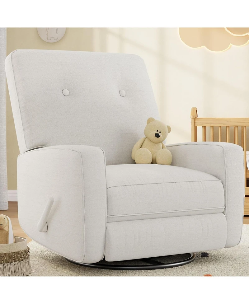 gaomon Recliner Chair, 360° Swivel Rocking Glider Chair for Adults with Adjustable Backrest & Footrest, Cozy Upholstered Armchair for Living Room