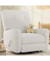 gaomon Recliner Chair, 360° Swivel Rocking Glider Chair for Adults with Adjustable Backrest & Footrest, Cozy Upholstered Armchair for Living Room