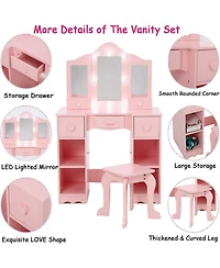 Gaomon Kids Vanity Set Mirror for Bedrooms, Apartments, Easy to Assemble