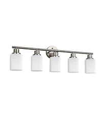 Busdays 31" Modern 5-Light Vanity Wall Sconce, Brushed Nickel Finish with Frosted Glass Shades for Bathroom or Hallway Lighting (No Bulbs