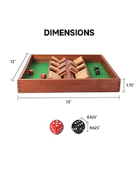 Gse Games & Sports Expert 2-Player Wooden Shut The Box 12 Numbers Dice Game Board with Red/Black Dices, Popular English Game