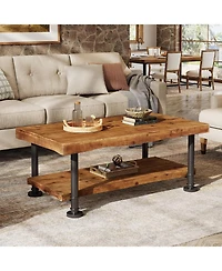 Tribesigns Wood Coffee Table, 2-Tier Coffee Table with Storage