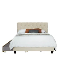 Streamdale Furniture Velvet Queen Bed with Twin Trundle and 2 Storage Drawers